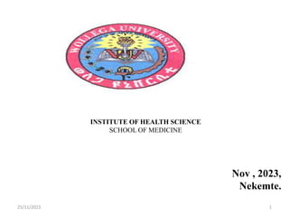 INSTITUTE OF HEALTH SCIENCE
SCHOOL OF MEDICINE
Nov , 2023,
Nekemte.
25/11/2023 1
 