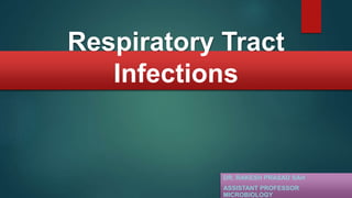 Respiratory Tract
Infections
DR. RAKESH PRASAD SAH
ASSISTANT PROFESSOR
MICROBIOLOGY
 