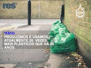 *FATO
PRODUZIMOS E USAMOS
ATUALMENTE 20 VEZES
MAIS PLÁSTICOS QUE HÁ 50
ANOS.

 