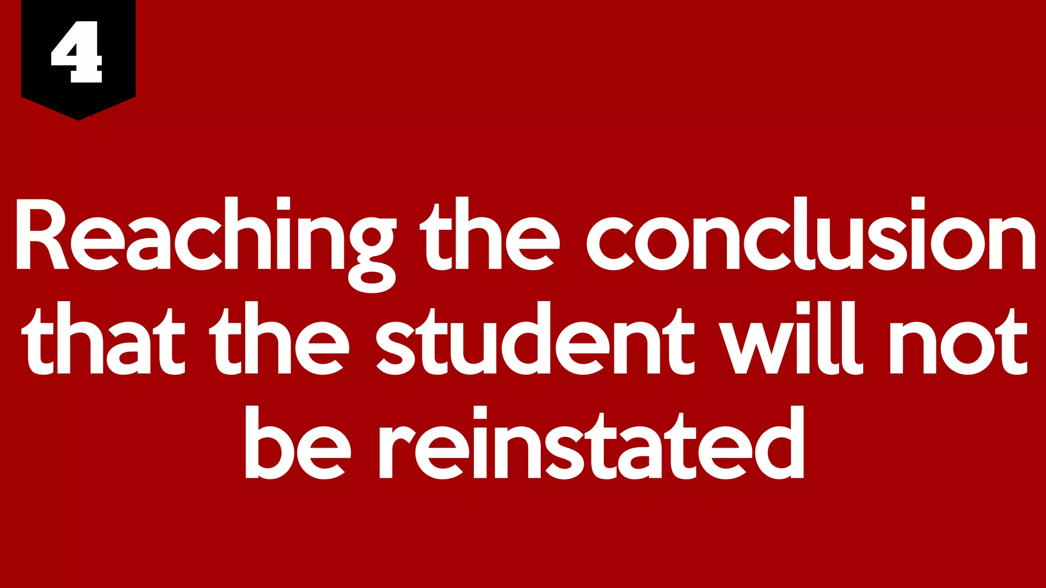 Reaching the conclusion
that the student will not
be reinstated
 