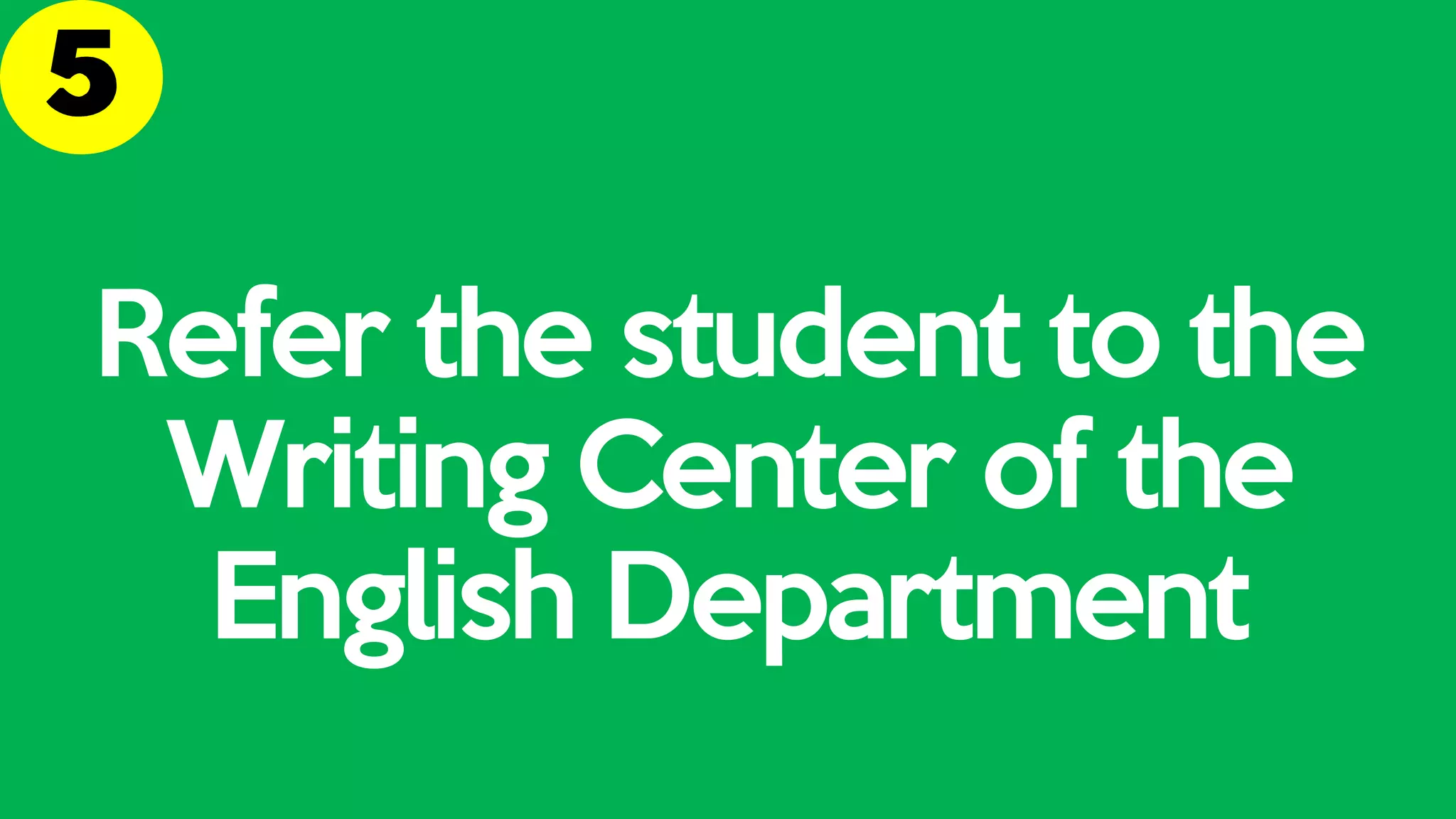 Refer the student to the
Writing Center of the
English Department
 
