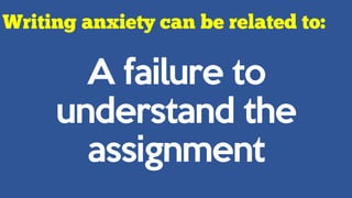 A failure to
understand the
assignment
 