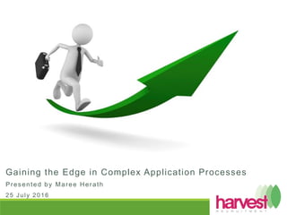 .
Gaining the Edge in Complex Application Processes
Presented by Maree Herath
25 July 2016
 