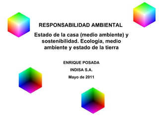 RESPONSABILIDAD AMBIENTAL  Estado de la casa (medio ambiente) y sostenibilidad. Ecología, medio ambiente y estado de la tierra ENRIQUE POSADA INDISA S.A. Mayo de 2011 