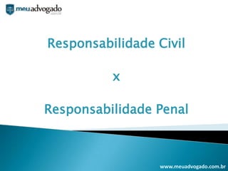 Responsabilidade Civil  x  Responsabilidade Penal www.meuadvogado.com.br 