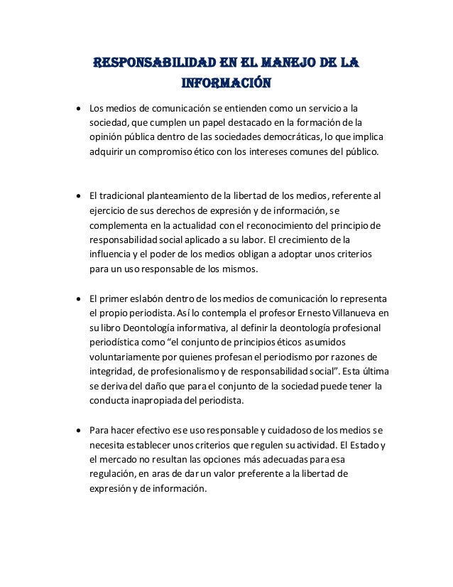 Responsabilidad en el manejo de la información