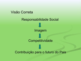 Responsabilidade Social  Contribuição para o futuro do Pais Visão Correta Imagem Competitividade 