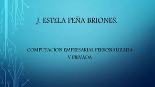 J. ESTELA PEÑA BRIONES.
COMPUTACION EMPRESARIAL PERSONALIZADA
Y PRIVADA
 