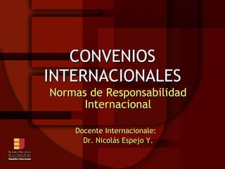 Area de Principios Fundamentales Derecho Internacional De los Derechos  Humanos Normas de Responsabilidad Internacional Docente Internacional:  Dr. Nicolás Espejo Y. 