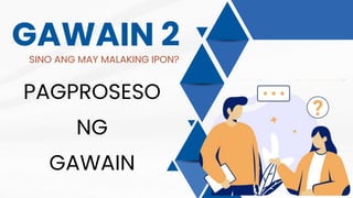 GAWAIN 2
SINO ANG MAY MALAKING IPON?
PAGPROSESO
NG
GAWAIN
 