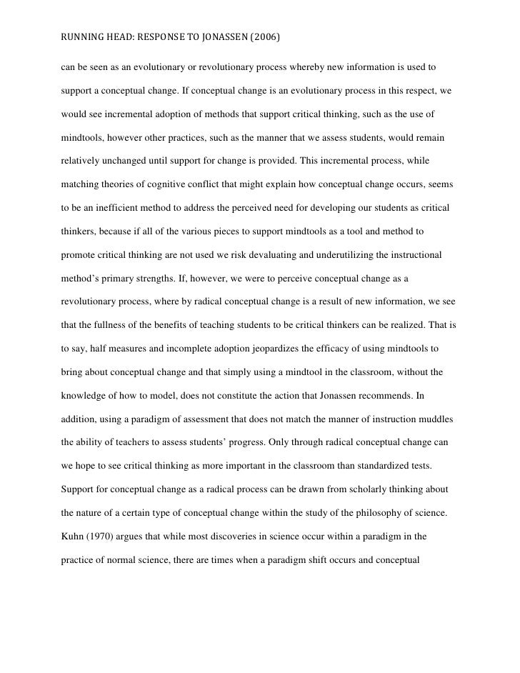 Critical thinking response paper