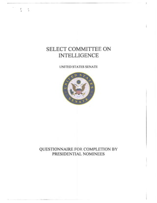 Responses to Questionnaire for Completion by Presidential Nominees