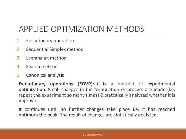 Optimization techniques in formulation Development Response surface ...