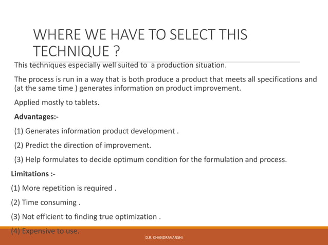 Optimization techniques in formulation Development Response surface ...