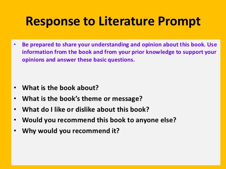 Response to literature journal prompts