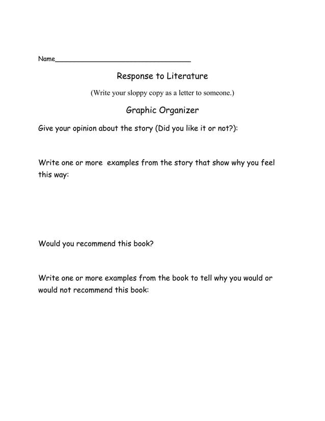 Response to literature graphic organiz PDF