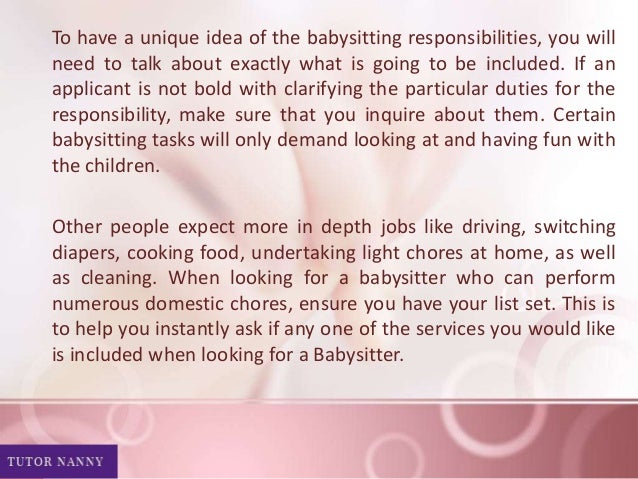 responsibilities of a babysitter babysitting responsibilities