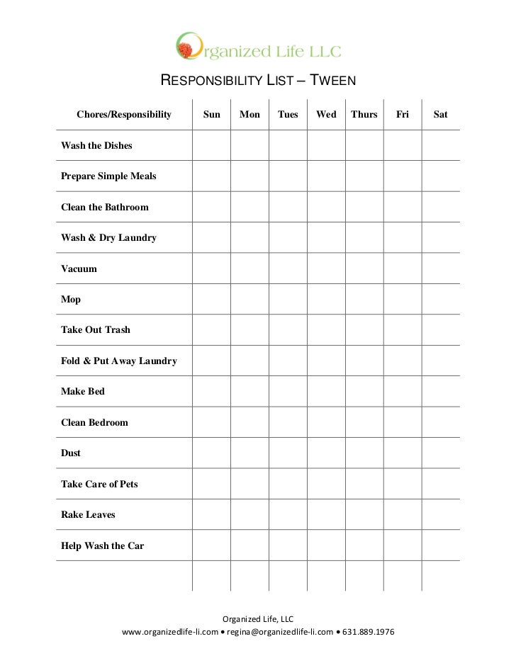 Responsibility List responsibility-list