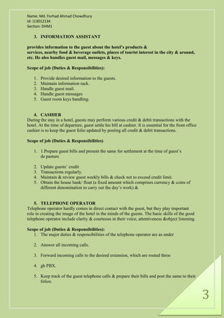 Responsibility Of Front Office Employees