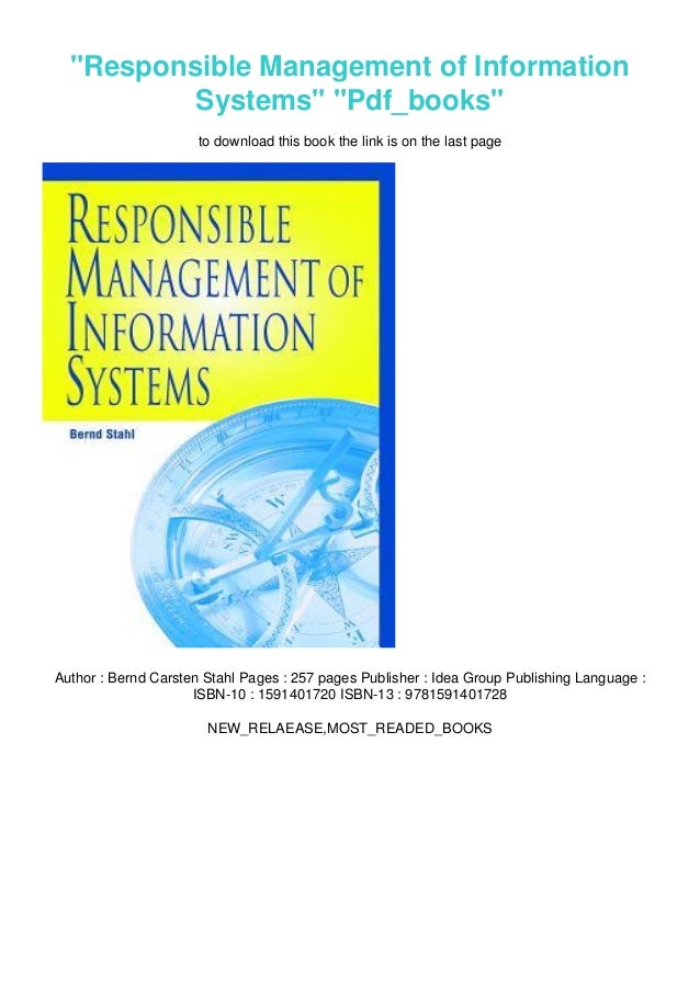 Responsible Management of Information Systems