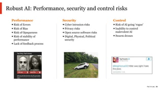 PwC AI Lab | 25
Control
 Risk of AI going ‘rogue’
 Inability to control
malevolent AI
 Swarm drones
Performance
 Risk ...