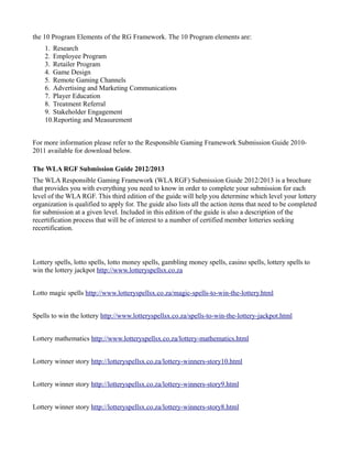 Responsible gaming framework | PDF