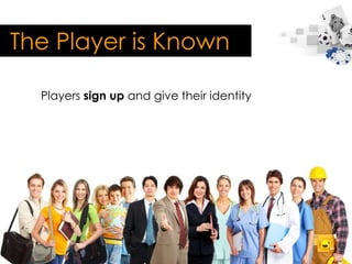 The Player is Known

  Players sign up and give their identity
 