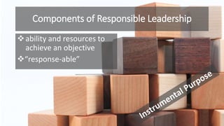 Components of Responsible Leadership 
ability and resources to 
achieve an objective 
“response-able” 
 