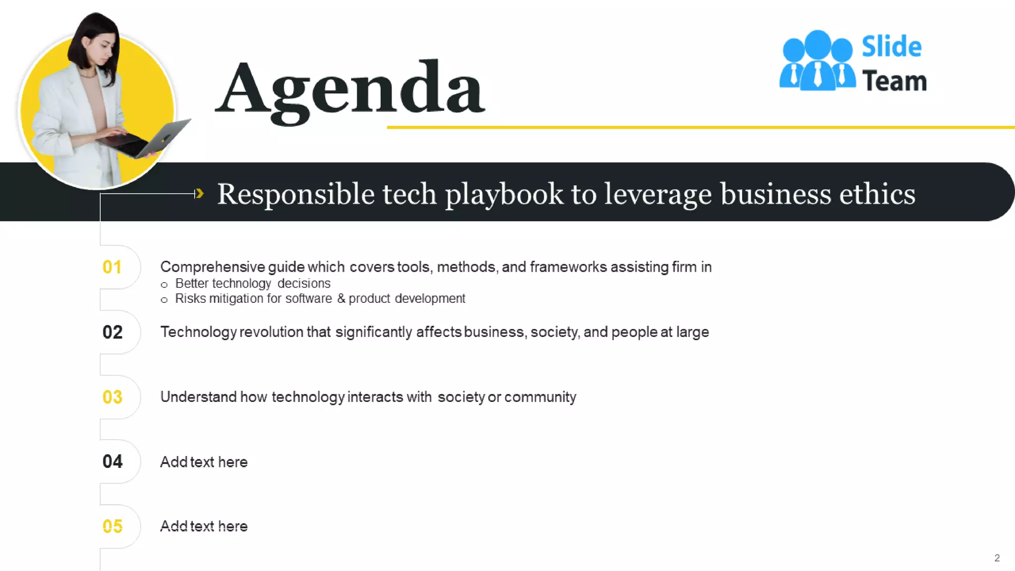 Responsible Tech Playbook To Leverage Business Ethics Powerpoint Presentation Slides