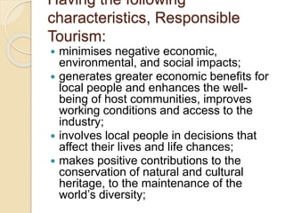 Responsible tourism and indigenous tourism By Kalyan S Patil | PPTX