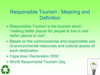 Responsible tourism initiatives in India | PPTX