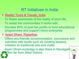 Responsible tourism initiatives in India | PPTX