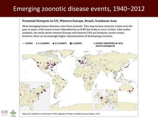 Emerging zoonotic disease events, 1940−2012  