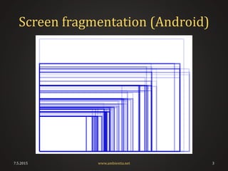 Screen fragmentation (Android)
7.5.2015 3www.ambientia.net
 