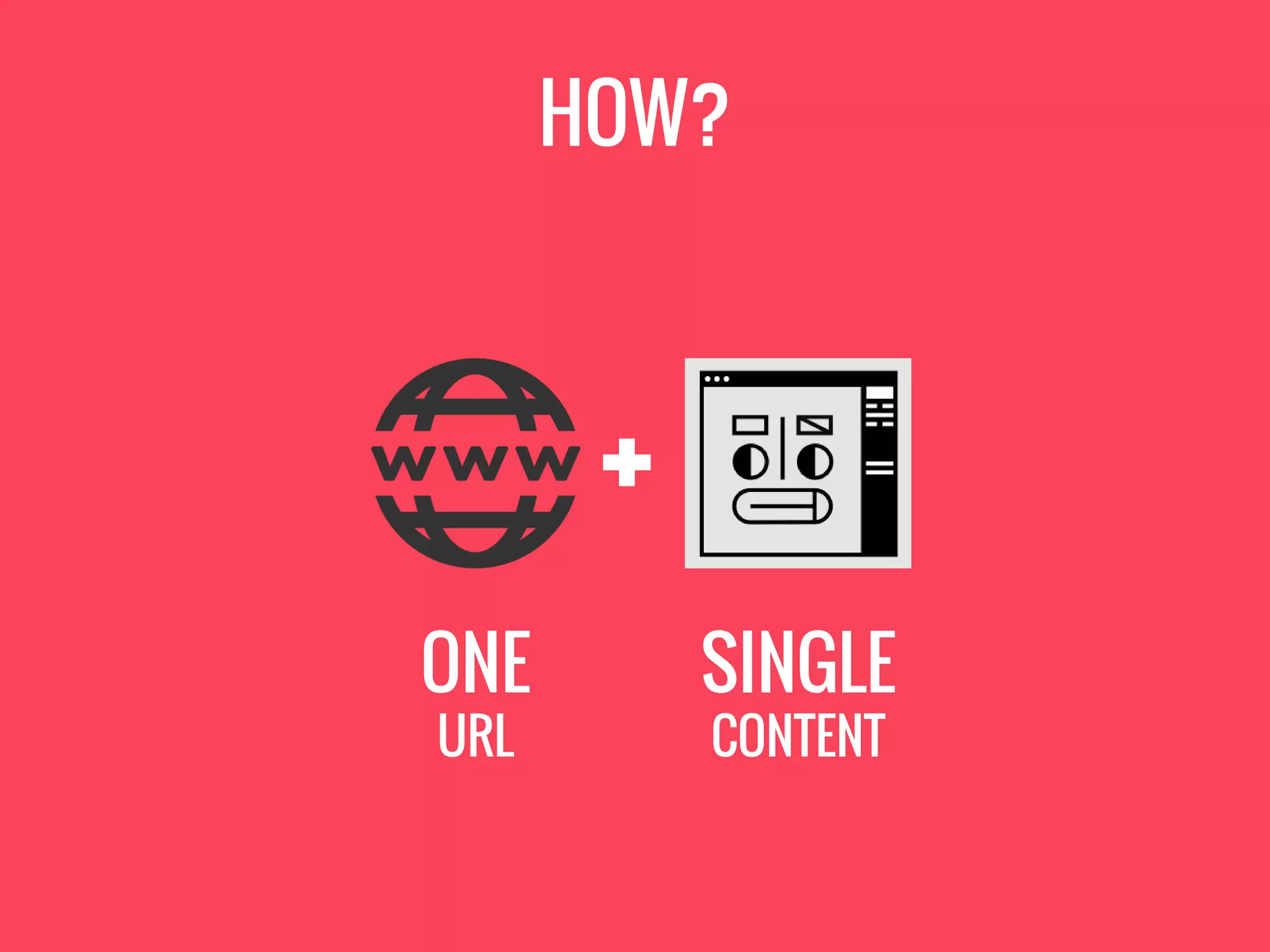 HOW?
+
ONE
URL
SINGLE
CONTENT
 