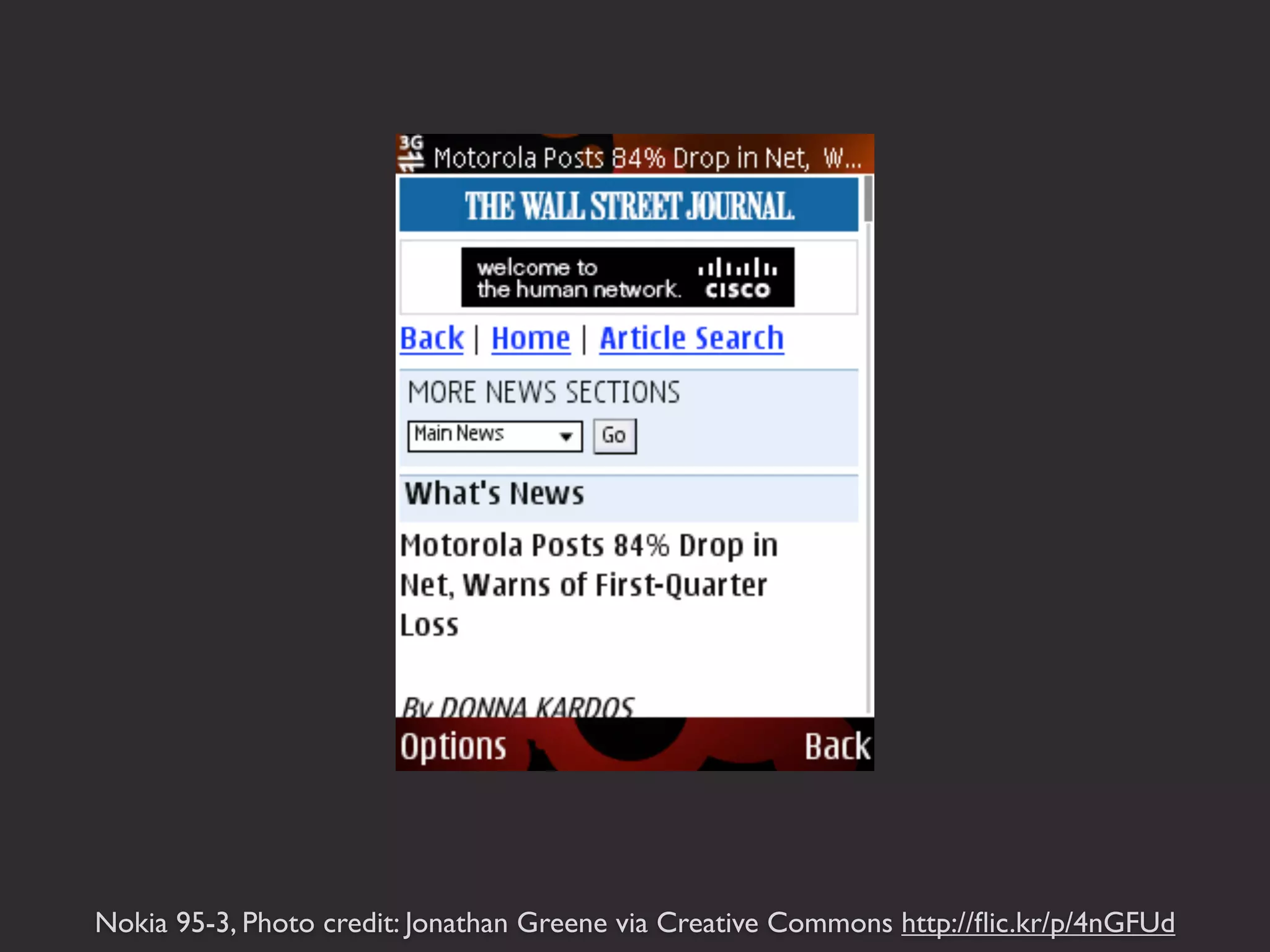 Nokia 95-3, Photo credit: Jonathan Greene via Creative Commons http://ﬂic.kr/p/4nGFUd
 