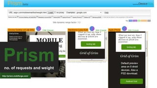 Prism
no. of requests and weight
http://prism.mobiforge.com/
 