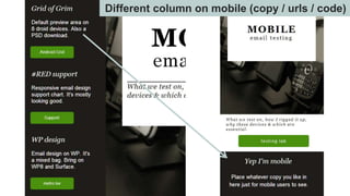 Different column on mobile (copy / urls / code)
 