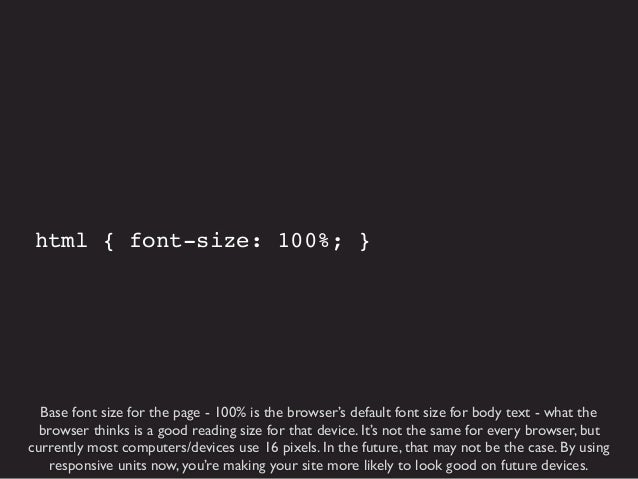 html font size 100 default font size html