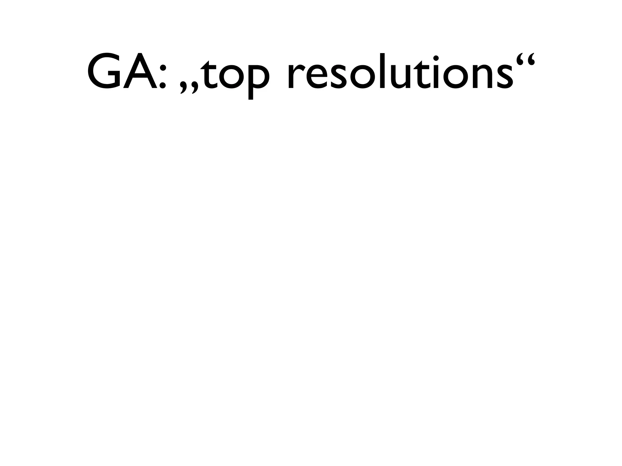 GA: „top resolutions“
 