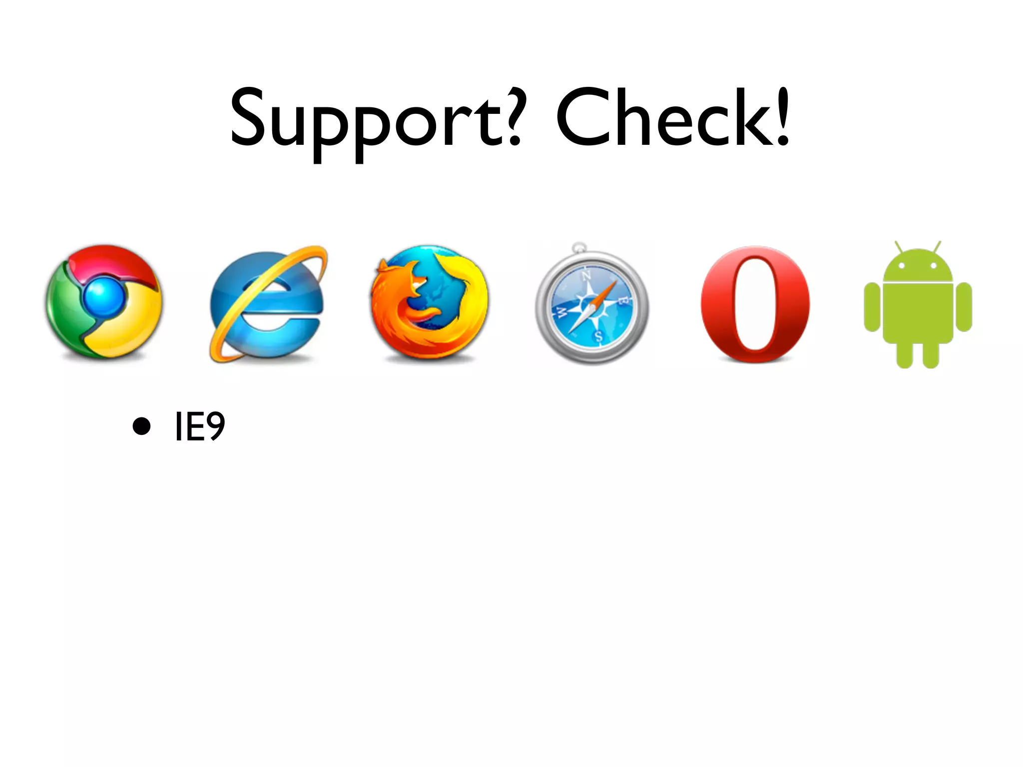 Support? Check!


• IE9
 