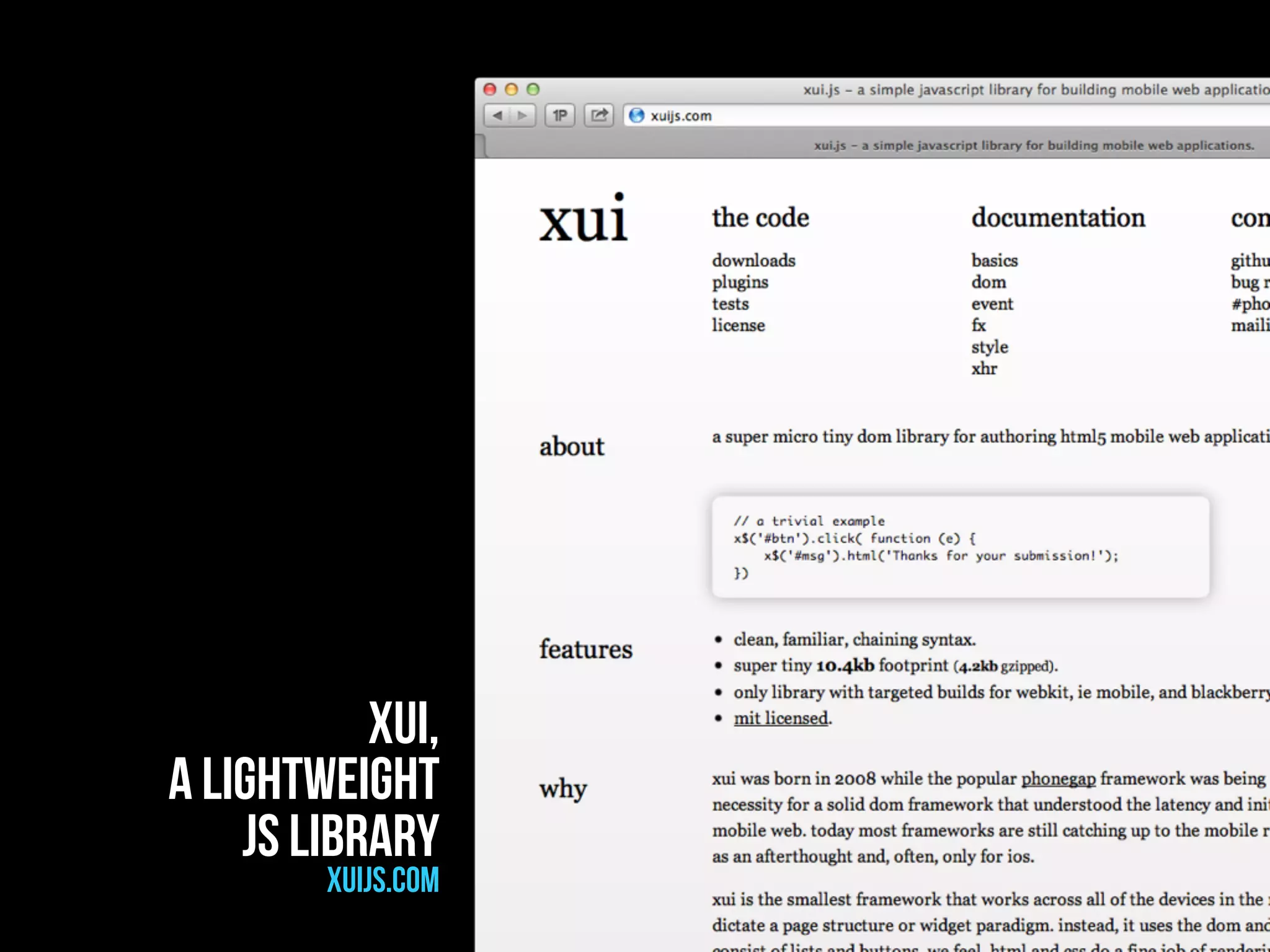 xui,
a lightweight
    js library
        xuijs.com
 