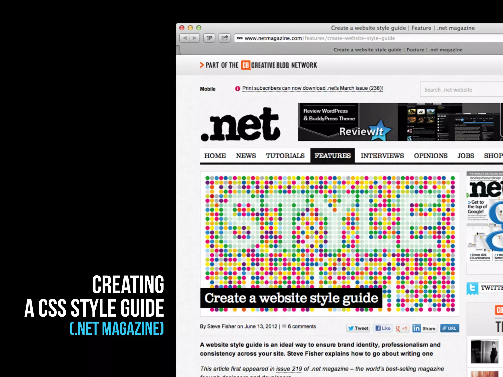 creating
a css style guide
     (.net magazine)
 