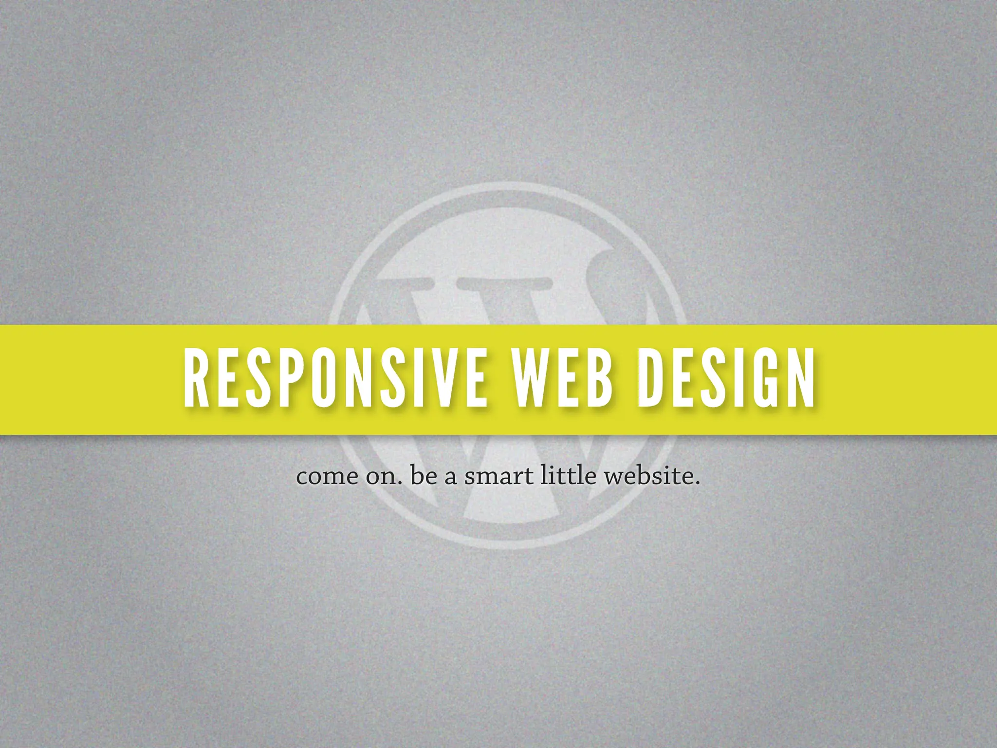 RESPONSIVE WEB DESIGN
   come on. be a smart little website.
 