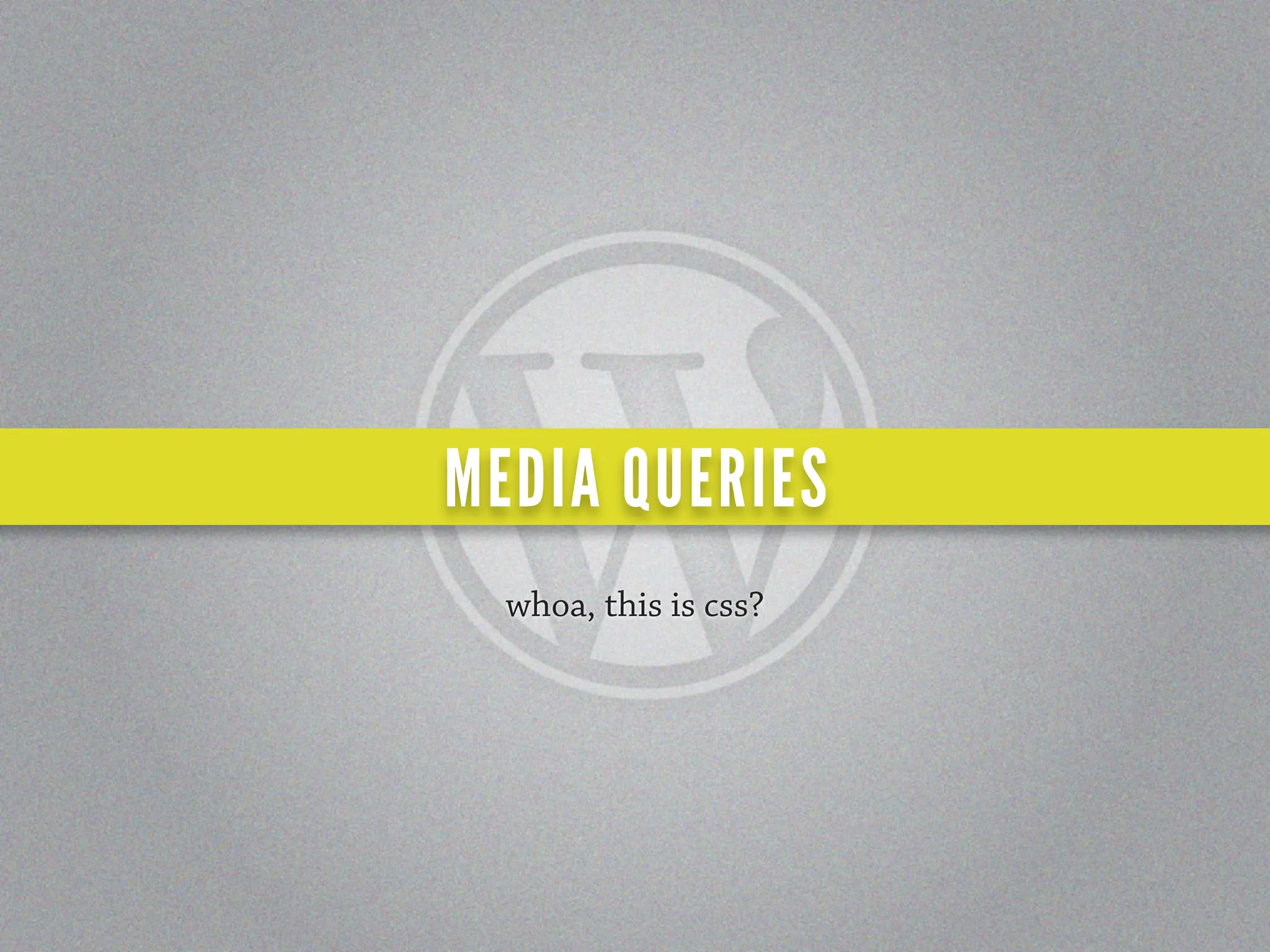 MEDIA QUERIES
  whoa, this is css?
 