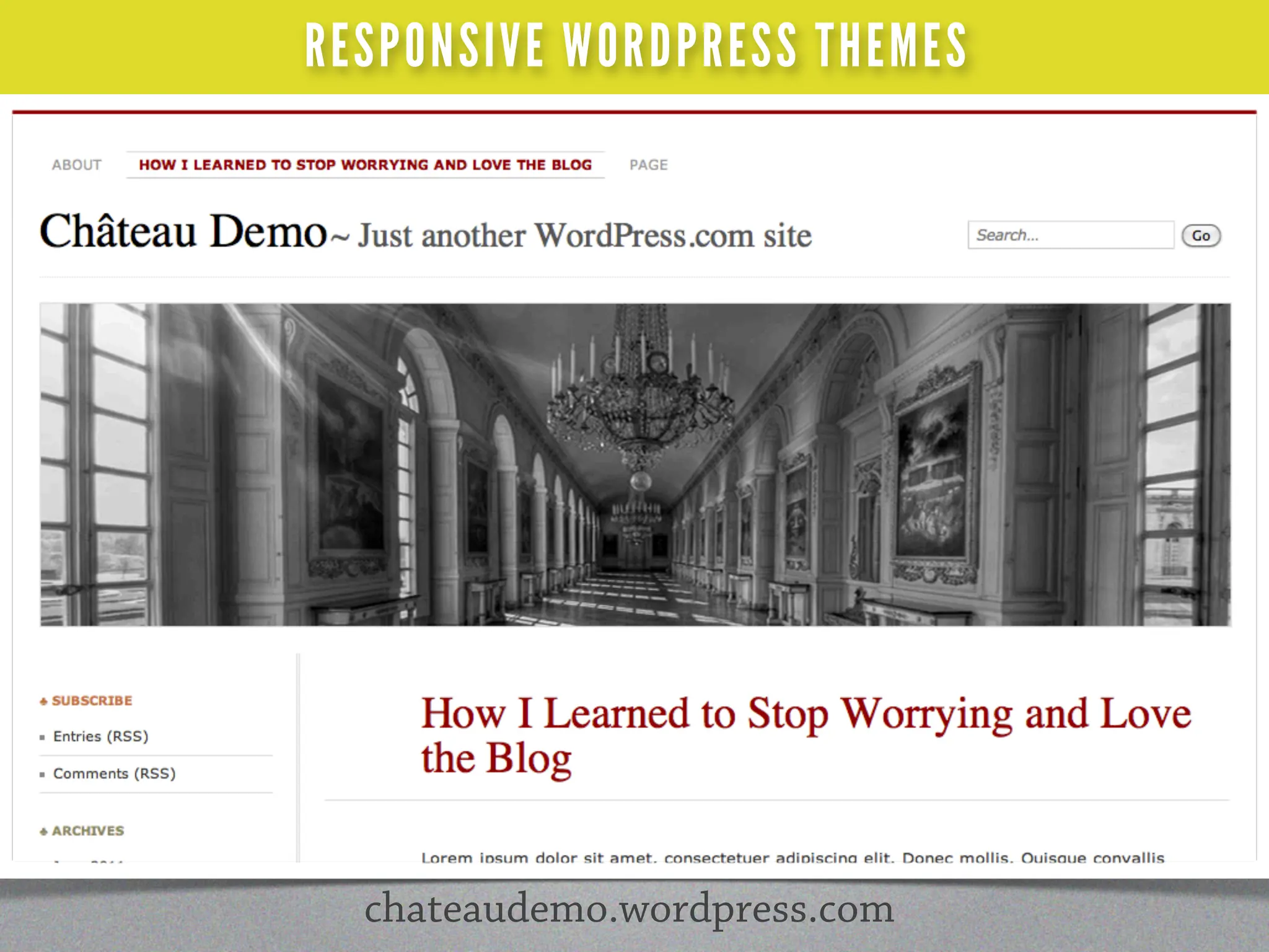 RESPONSIVE WORDPRESS THEMES




  chateaudemo.wordpress.com
 