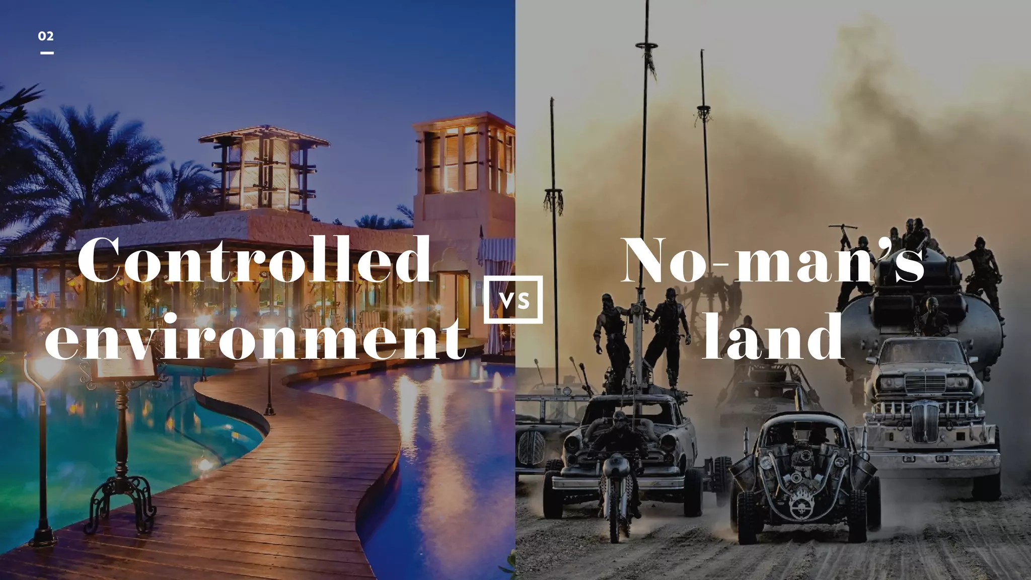 Controlled
environment
No-man’s
land
VS
02
 