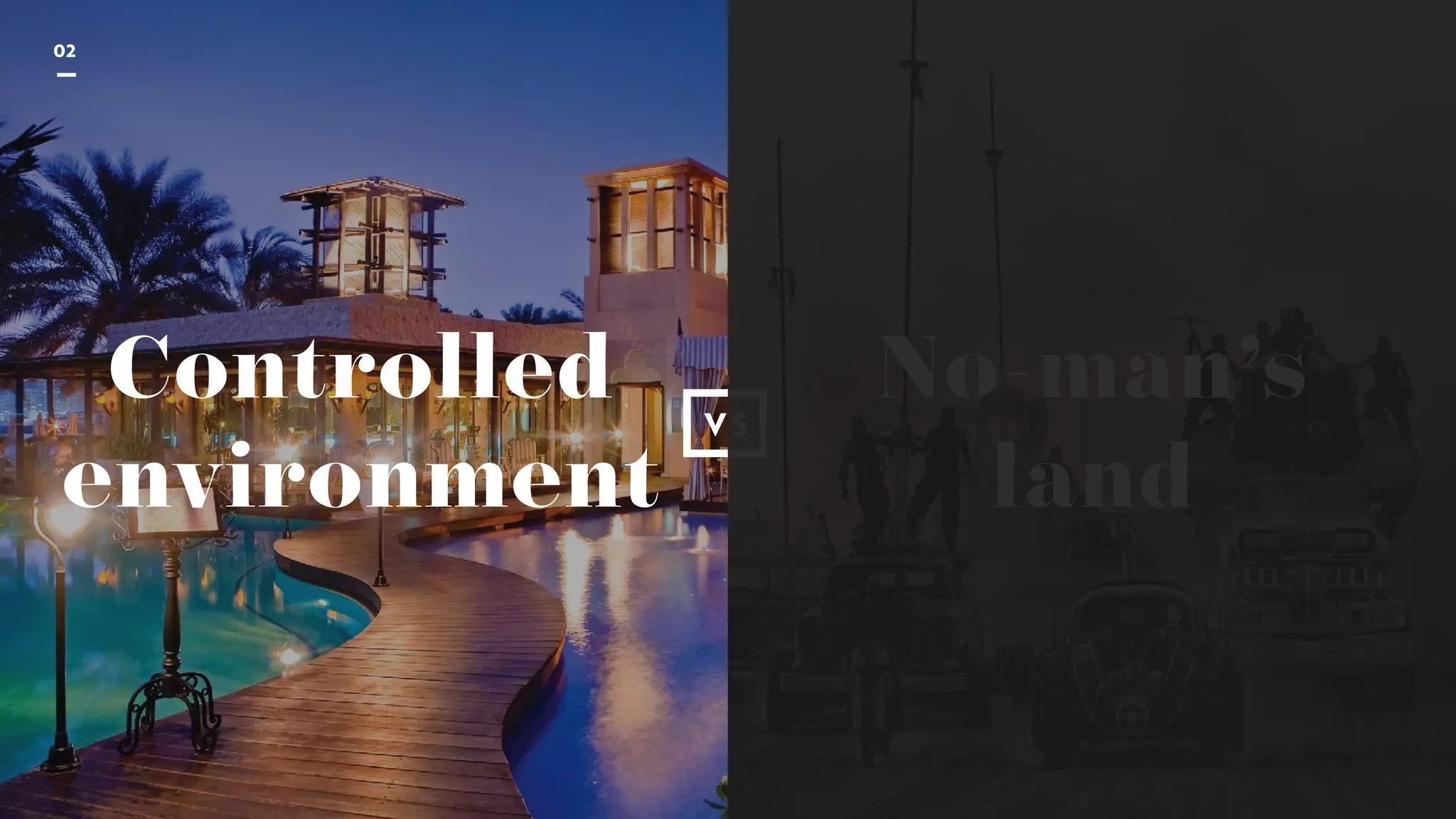 Controlled
environment
No-man’s
land
VS
02
 