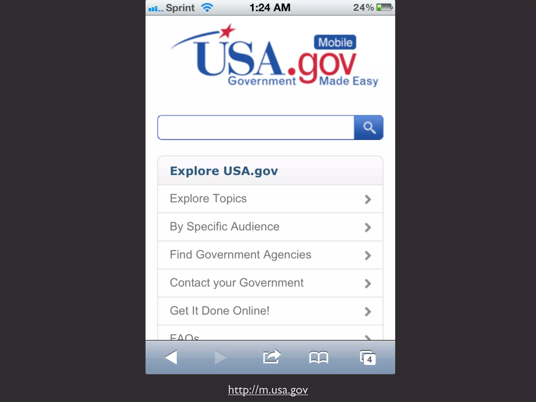 http://m.usa.gov 
 