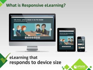 What is Responsive eLearning? 
eLearning that 
responds to device size 
 